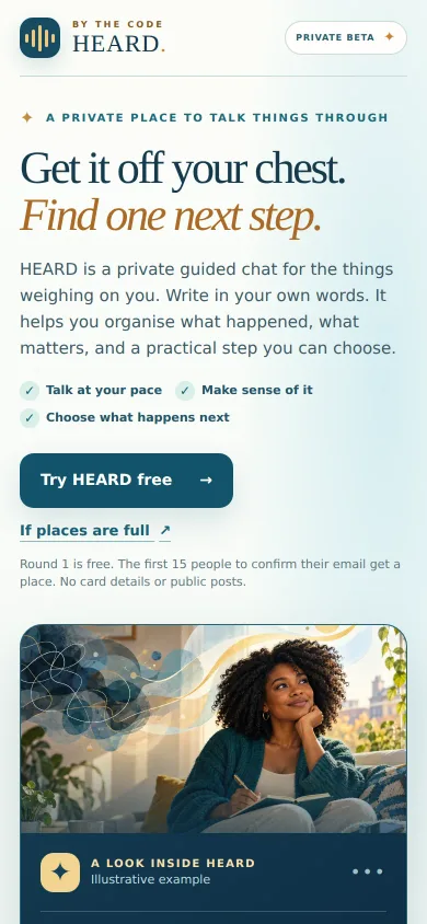 The actual HEARD welcome page